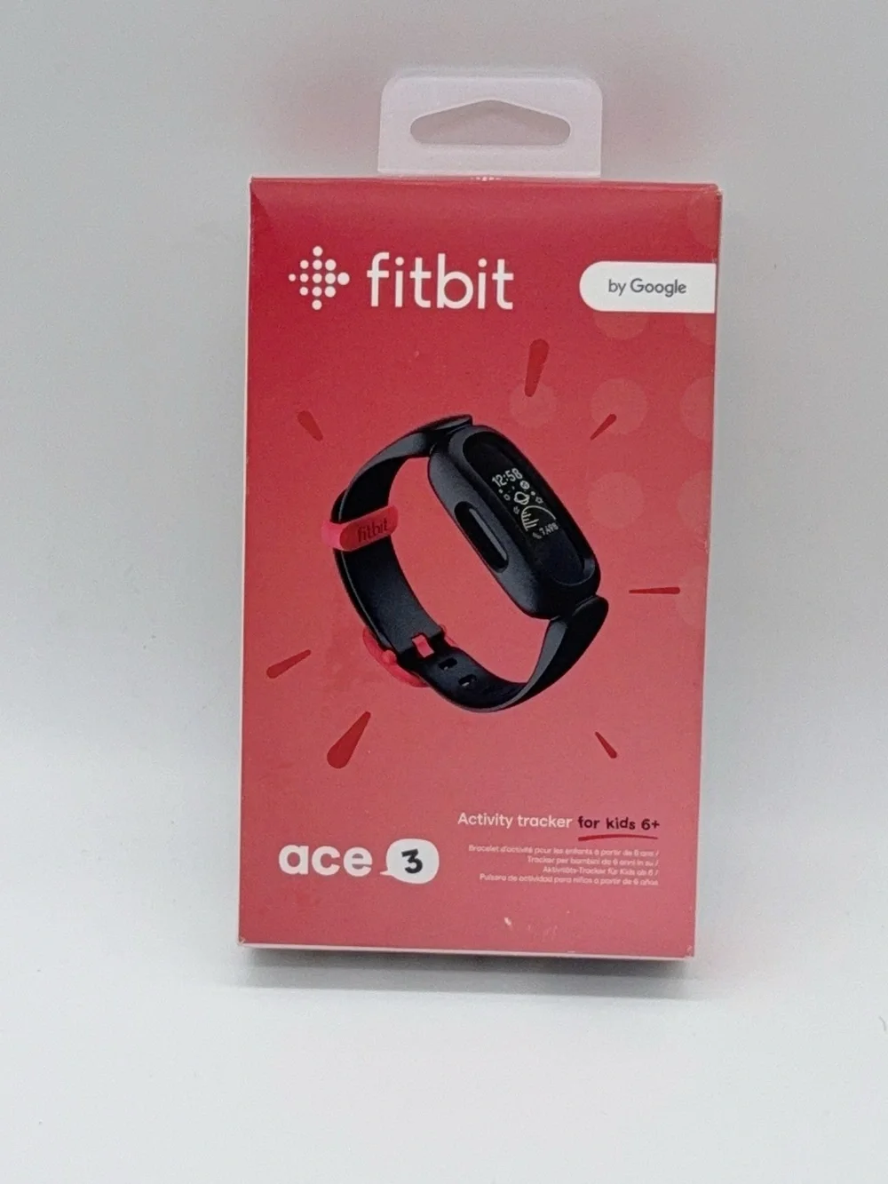 Fitbit Ace 3 Activity Tracker for Kids 6+ Black & Sport Red Fitness Watch Google